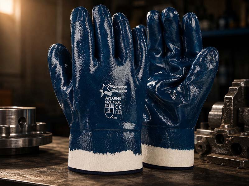 Blue Nitrile Safety Cuff Glove