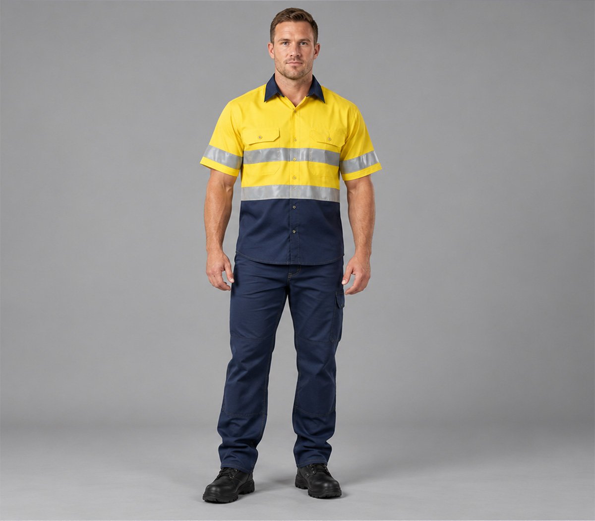 Hi-Viz 100% Cotton Vented Short Sleeve Workshirt