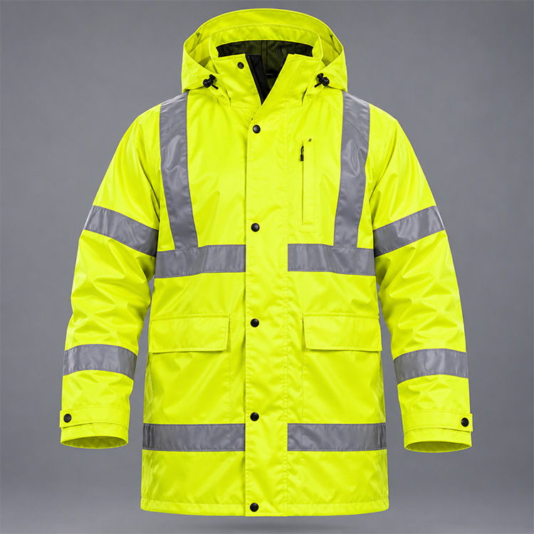 Hi-Viz Rain Jacket, front, isolated