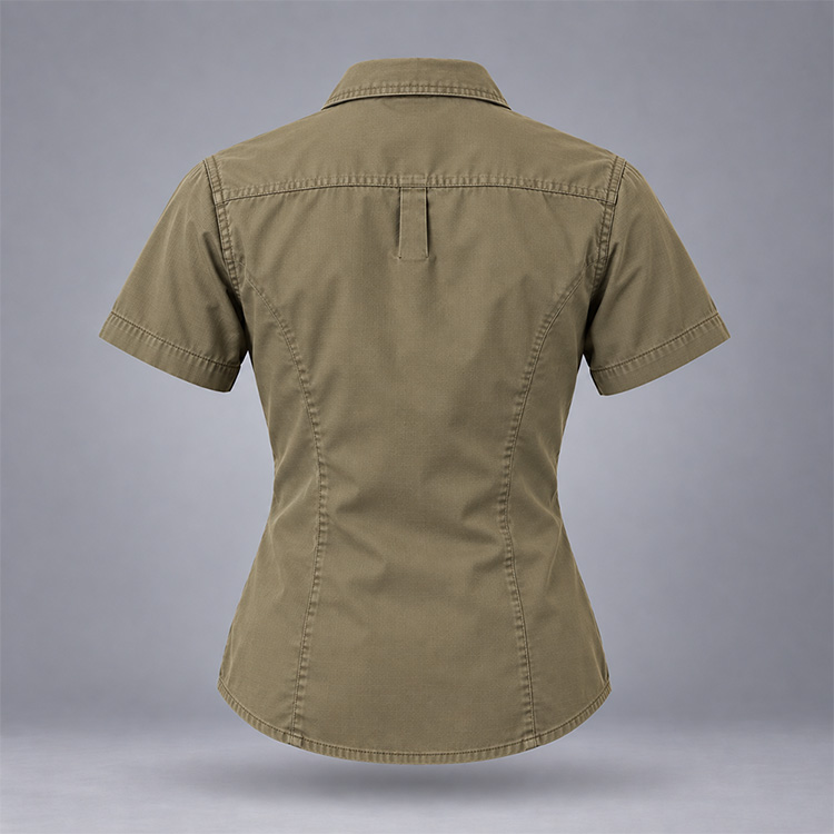 Ladies Bush Shirt Short Sleeve back, isolated
