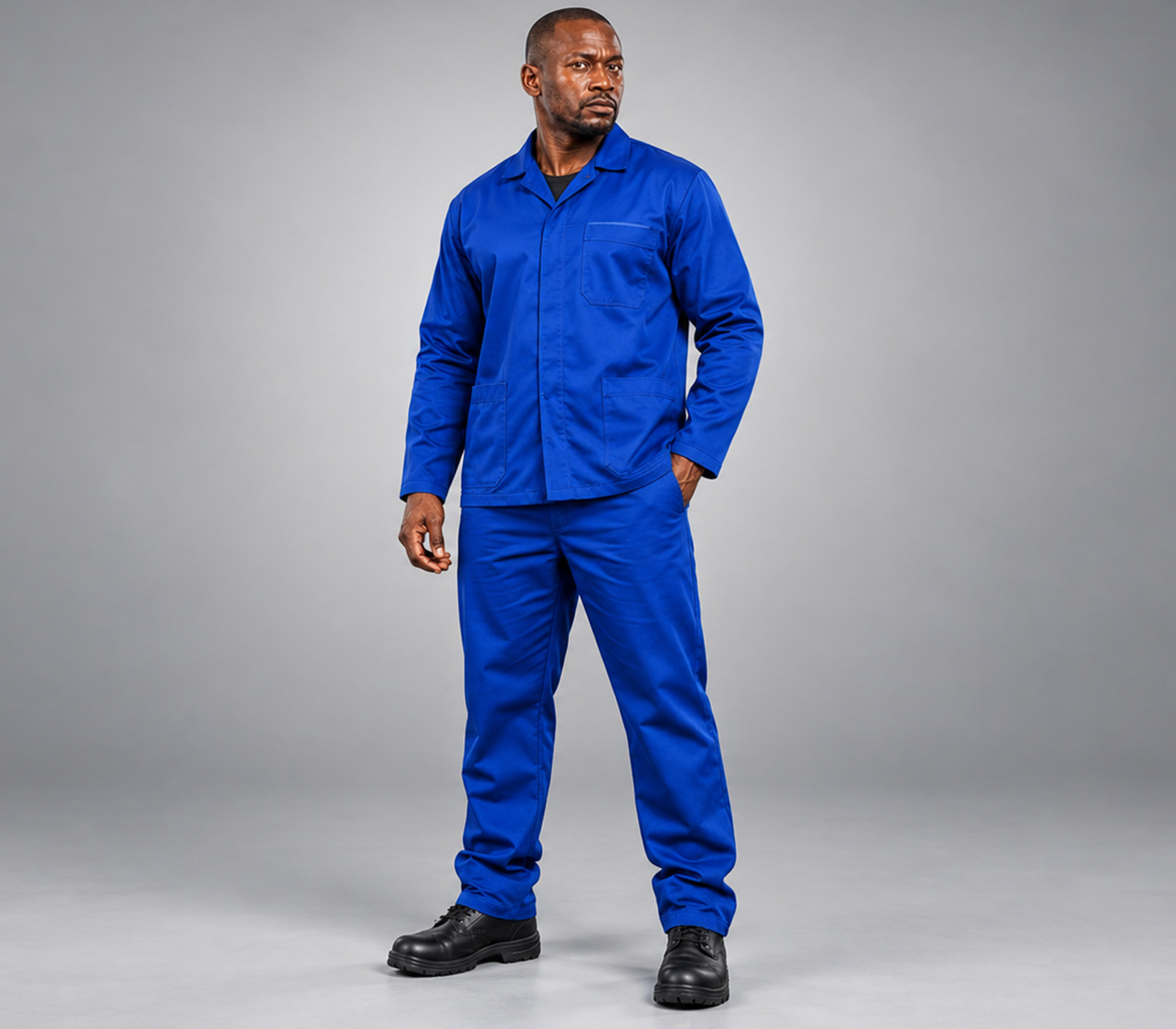 Model wearing the 35/65 Jacket and Trousers